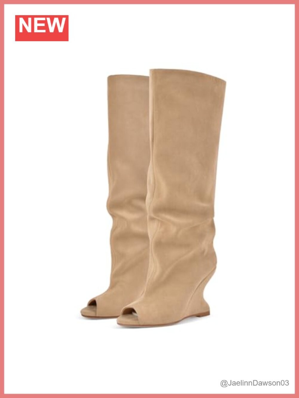 Faux Suede Slouchy Over-the-Knee Wedge Boots Peep Toe Pull On Heels